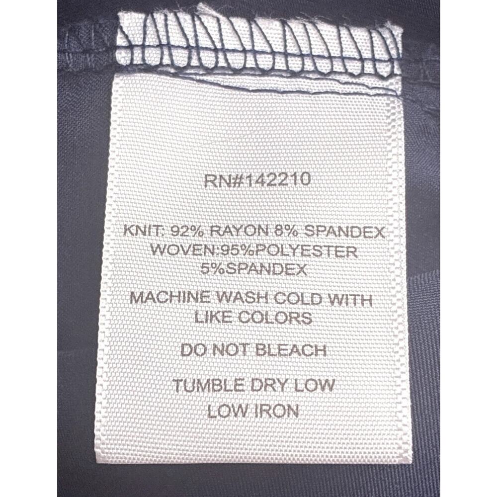 Mersea Navy Blue Mixed Media S Woven Silky LS Luxury Minimalist Quiet Luxury Top - Picture 6 of 8